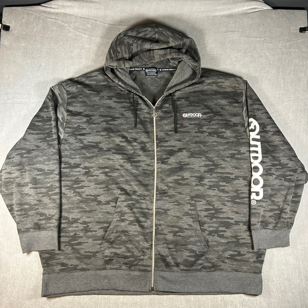 Outdoor Products Mens 8L Camo Zip Up Hoodie Grey Camouflage C6250EK Big & Tall